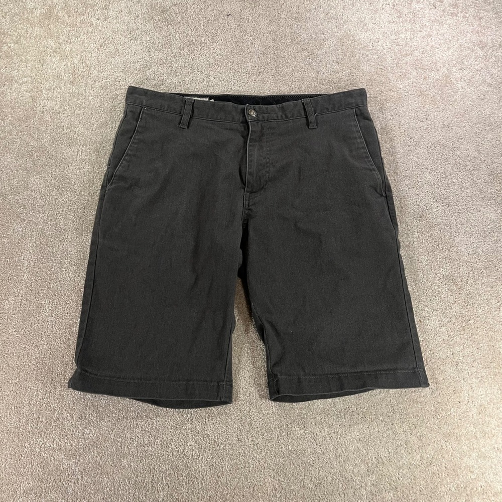Volcom Chino Shorts Mens 32 Gray Solid Stretch Skater Casual Outdoor Summer
